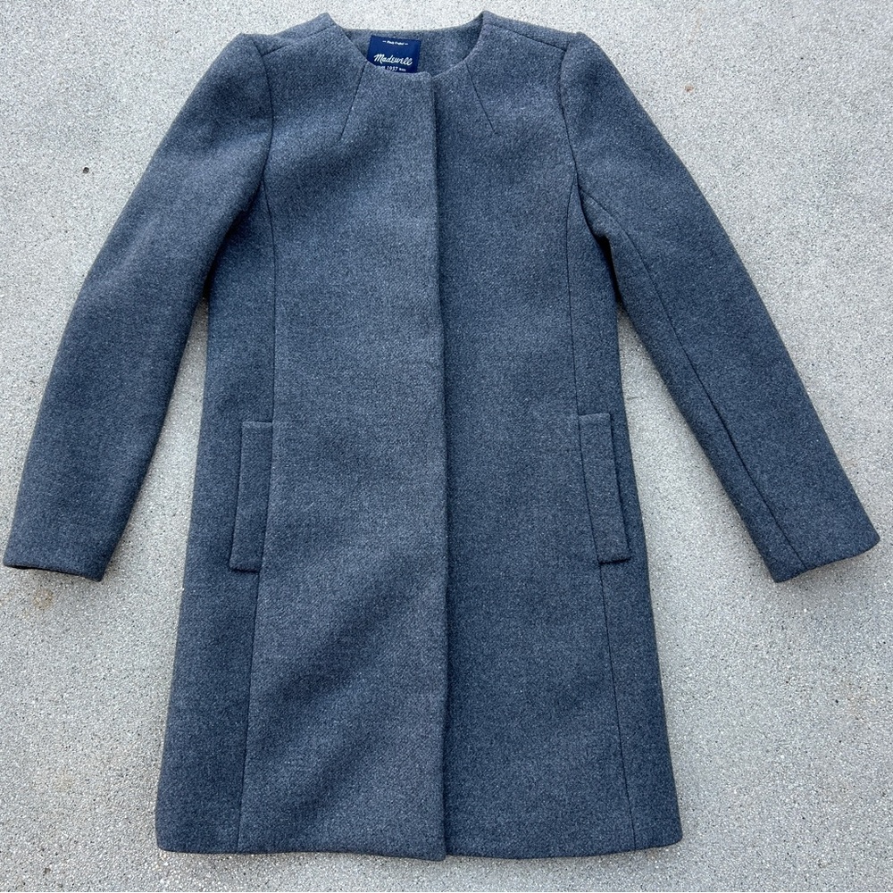 Madewell Curator Wool Long Gray Coat Finely Crafted Women Size XS - Picture 2 of 12